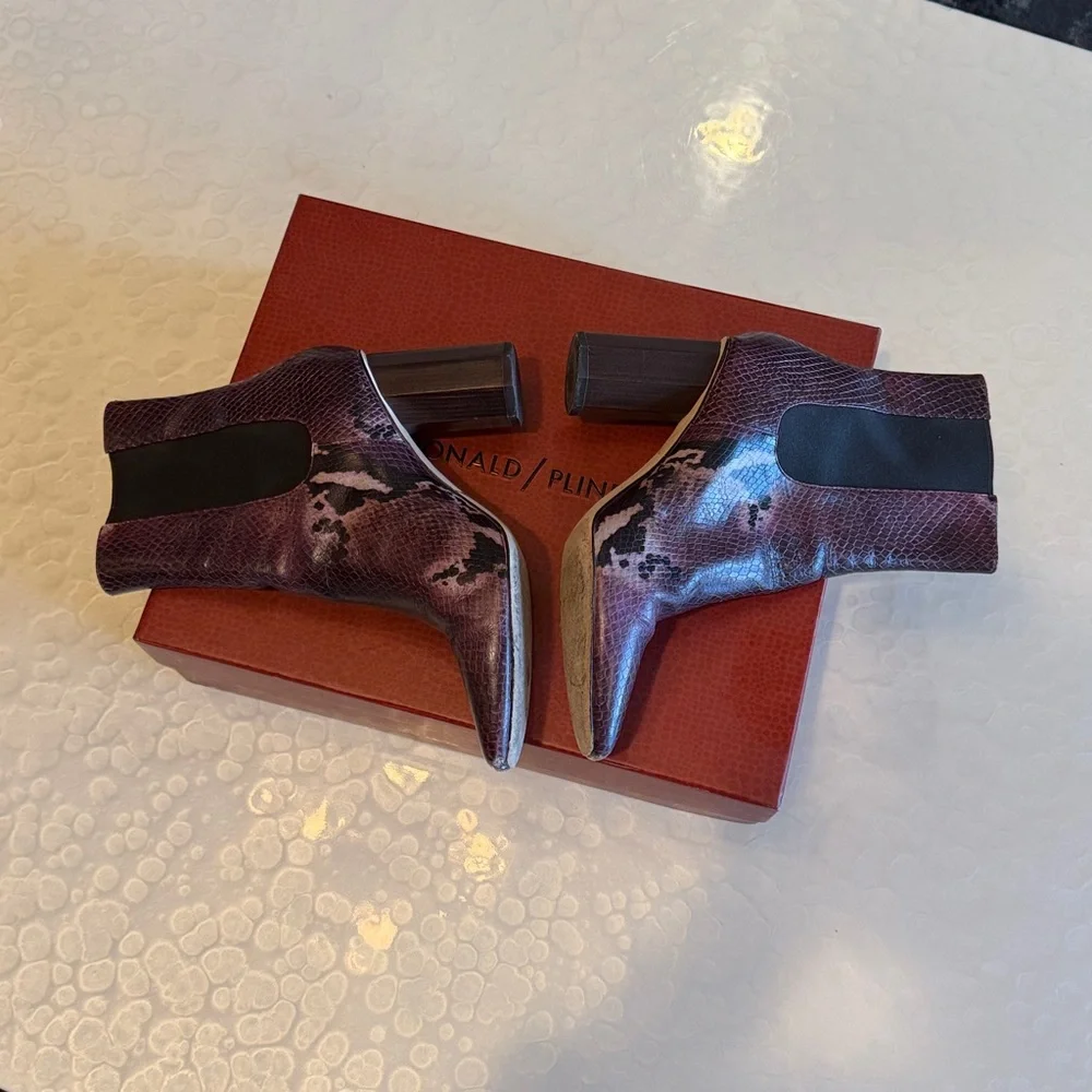 Donald J. Pliner Women's Snakeskin Heeled Boots - Picture 2 of 5